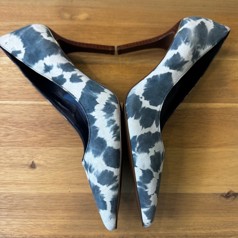 Lauren Ralph Lauren Sarina Women‎ 7.5 Blue Tie Dye Leather Pointed Toe Pump Heel